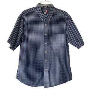 Arizona Jean Co. Men’s Blue Plaid Short Sleeve Button-Down Shirt, Size L